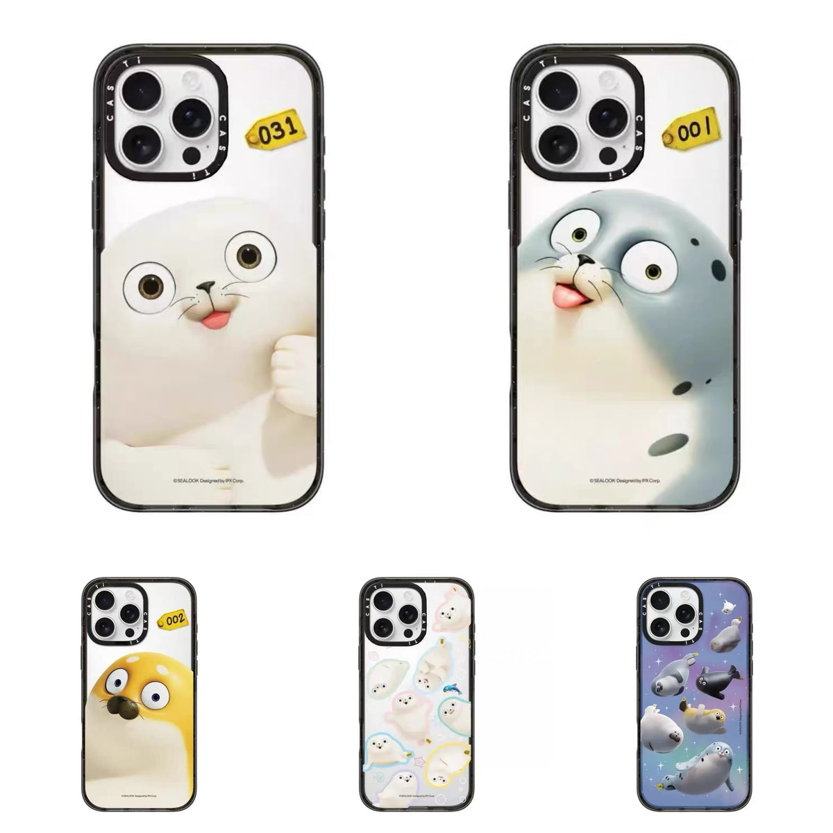 Lovely Seal Sealook Clear with Transparent Black Frame Phone Case | Part1 5 Styles - iPhone Case 12 13 14 15 16 17 18 Pro Promax