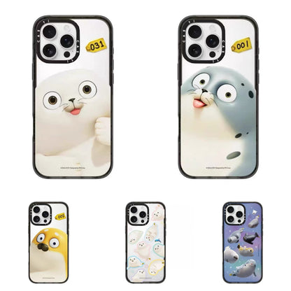 Lovely Seal Sealook Clear with Transparent Black Frame Phone Case | Part1 5 Styles - iPhone Case 12 13 14 15 16 17 18 Pro Promax