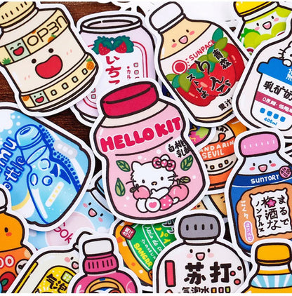 Set of 36 Pieces Cute Soft Drinks - DIY Journal Craft Diary Art Scrapbook Laptop Luggage Decal Cute Animal Pack
