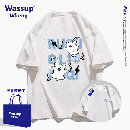 Cute Cartoon Doggie Maltese Puppy Style T-Shirt Series | Run & Jump Front & Back - Kawaii Fashion Items for Child & Adult