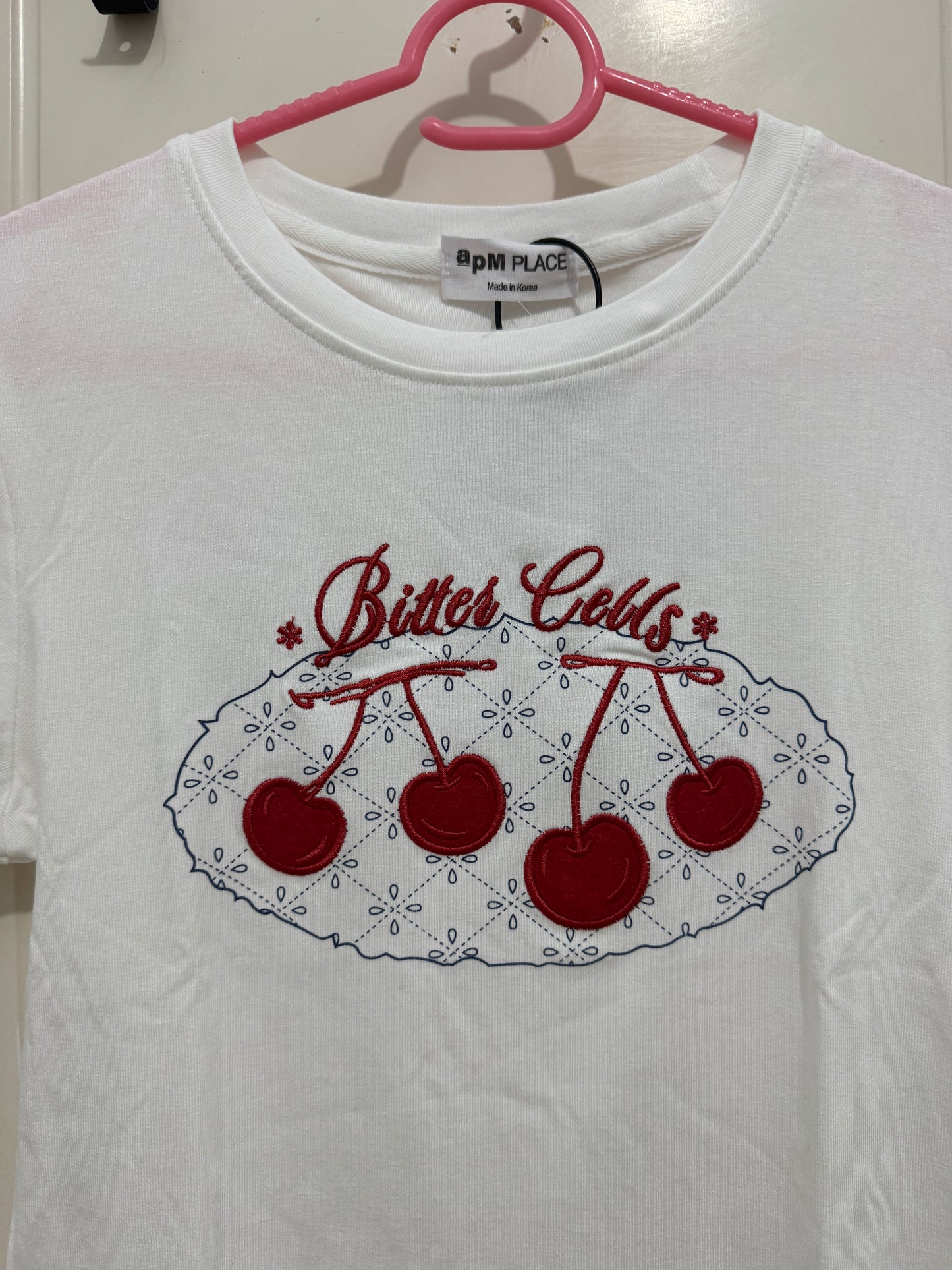 Korean Fashion Cute Fruits Style T-Shirt Series | Korea Girl Style Slim Cut Embroidery Cherry - Kawaii Fashion Items
