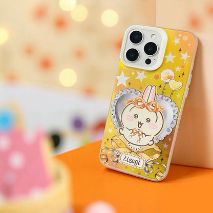 Japanese Cartoon ChiiKawa Ribbon Heart Cushion Laser Case | Chiikawa Hachiware Usagi Momonga 4 Styles - iPhone Case 11 12 13 14 15 16 16e 17 17e 18 Pro Promax