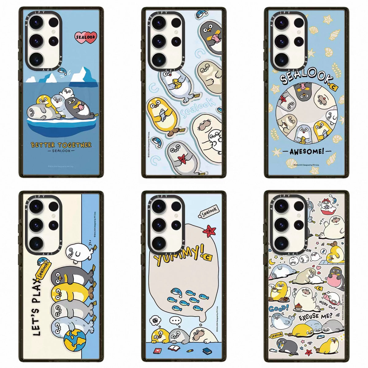 Lovely Seal Sealook Clear with Transparent Black Frame Phone Case  | Part2 Daily in Polar Ocean 6 Styles - Phone Case Samsung Galaxy S26 S25 S24 S23 Ultra | Part2 Daily in Polar Ocean 6 Styles - Phone Case Samsung Galaxy S26 S25 S24 S23 Ultra
