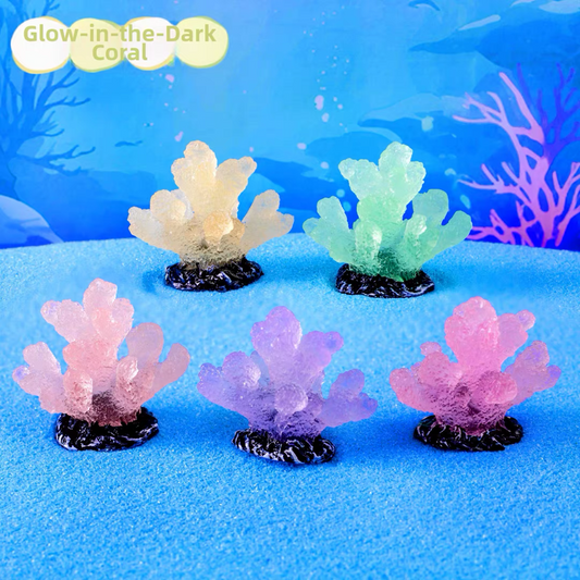 Japanese Cartoon Resin Ornament | Luminous GID Coral - For Betta Tropical Fish Tank Toy Micro Landscape Creative Plant Decoration 
