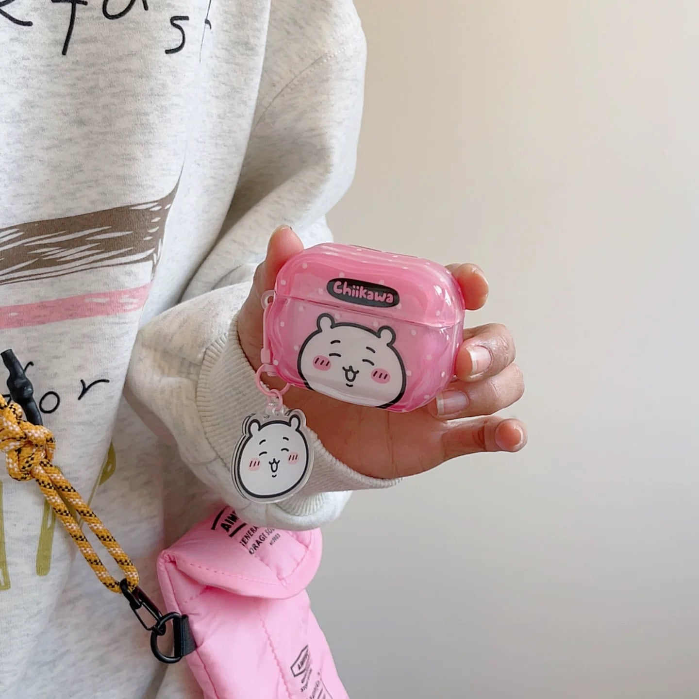 Japanese Cartoon ChiiKawa Colourful with Dot |  Chiikawa Hachiware Usagi Pink Blue Yellow with Keychain - AirPods AirPodsPro AirPods3 AirPods4 Case WinnieTheBirds Toy Shop
