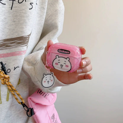 Japanese Cartoon ChiiKawa Colourful with Dot |  Chiikawa Hachiware Usagi Pink Blue Yellow with Keychain - AirPods AirPodsPro AirPods3 AirPods4 Case WinnieTheBirds Toy Shop