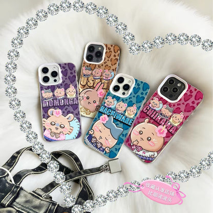 Japanese Cartoon ChiiKawa X 9090 Shibuya Gyaru Laser Case | Tanned Skin Chiikawa Hachiware Usagi Momonga - iPhone Case 11 12 13 14 15 16 16e 17 17e Pro Promax