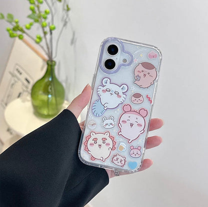 Japanese Cartoon ChiiKawa Gittler Colour Clear Case with Phone Strape | ChiiKawa Hachiware Usagi Momonga Rakko Kurimanju Shisa Furuhonya - Phone Case Samsung Galaxy S26 S25 S24 S23 S22 S21 FE Ultra Edge