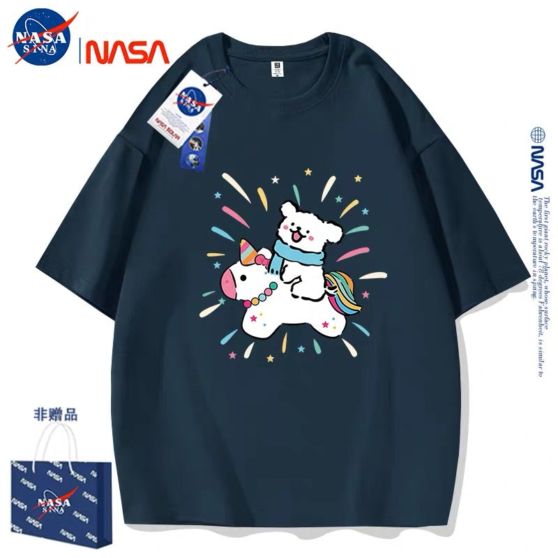 Cute Cartoon Doggie Maltese Puppy Style T-Shirt Series | Ride on Unicorn Part1 - Kawaii Fashion Items for Child & Adult Matching outfits for Parents and Children
