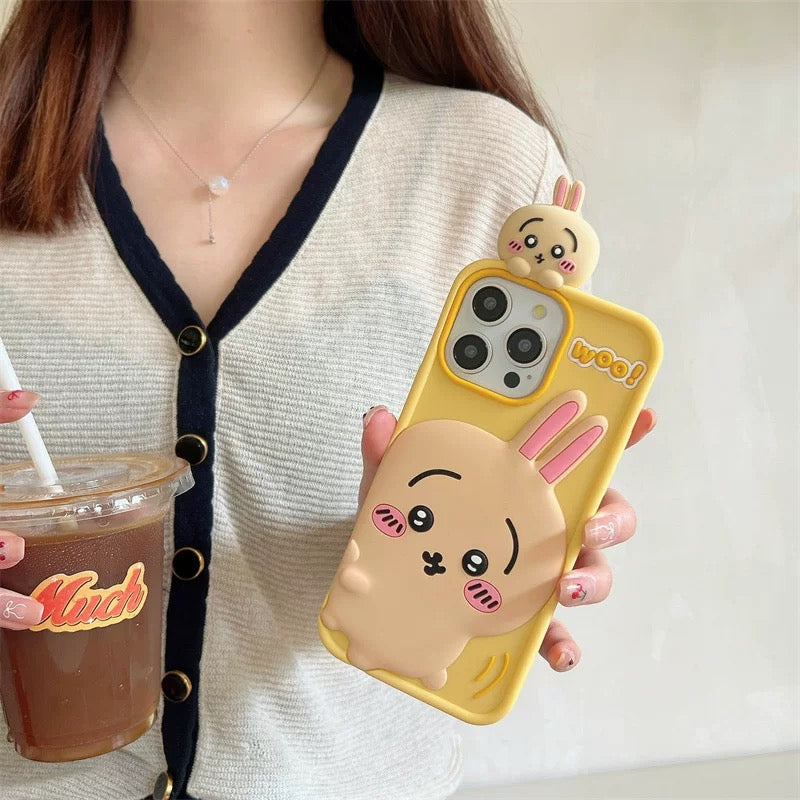 Japanese Cartoon ChiiKawa Look at you Silicone | Chiikawa Hachiware Usagi - iPhone Case 15 14 13 12 Pro ProMax WinnieTheBirds Toy Shop