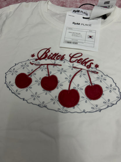 Korean Fashion Cute Fruits Style T-Shirt Series | Korea Girl Style Slim Cut Embroidery Cherry - Kawaii Fashion Items