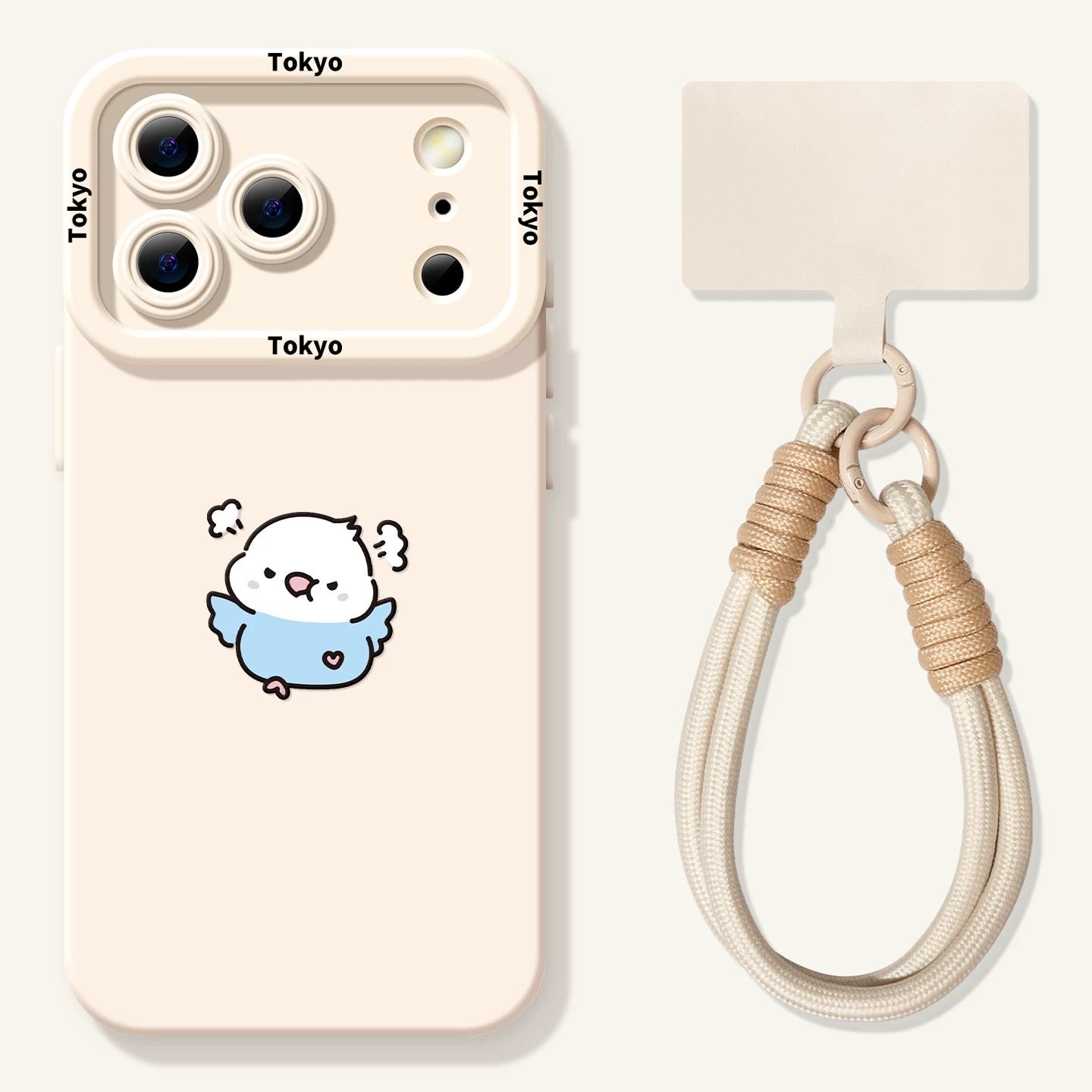 Lovely Simple Drawing White & Blue Budgie Silicon Phone Case | Anger Emo with Strap - Phone Case Samsung Galaxy S26 S25 S24 S23 S22 S21 FE Ultra Edge