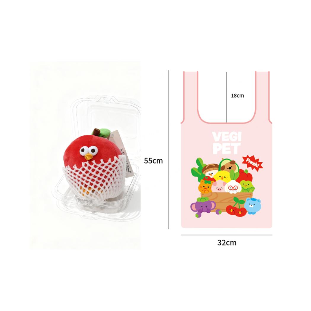 Lovely Chicken Fat Dundun Plush Doll & Bag Keychain | Red Apple - Children Gift Animal Mini Plush Doll