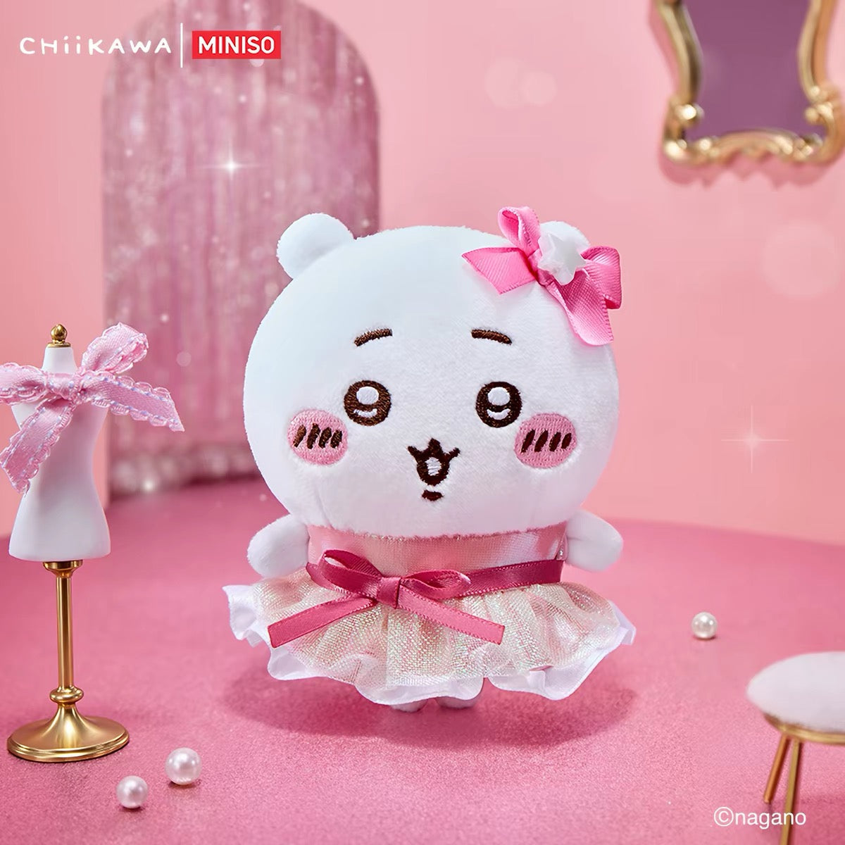 ChiiKawa X Miniso Glamorous Costume Series Plush Doll Keychain | ChiiKawa Hachiware Usagi Momonga Kurimanju Rakko Shisa Crab Dress Up Fancy Doll Keychain  - Kawaii Items Room Decoration doll