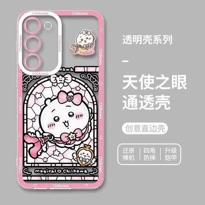 Japanese Cartoon Phone Case Magical Girl with Glass Window Clean Version | Chiikawa Hachiware Usagi Momonga Kurimanju Rakko Shisa Furuhonya - Phone Case Samsung Galaxy S26 S25 S24 S23 S22 S21 FE Ultra Edge