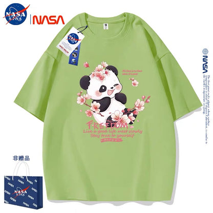 Cute Animals Panda Style T-Shirt Series | Smile Panda with Flower Part2 - Kawaii Fashion Items for Child & Adult