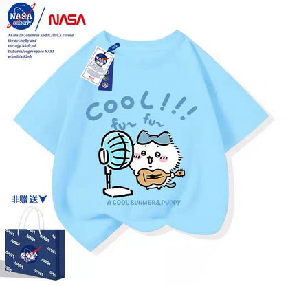 Japanese Cartoon ChiiKawa Casual Style T-Shirt Series | Hachiware with fans Part 2 - Kawaii Fashion Items