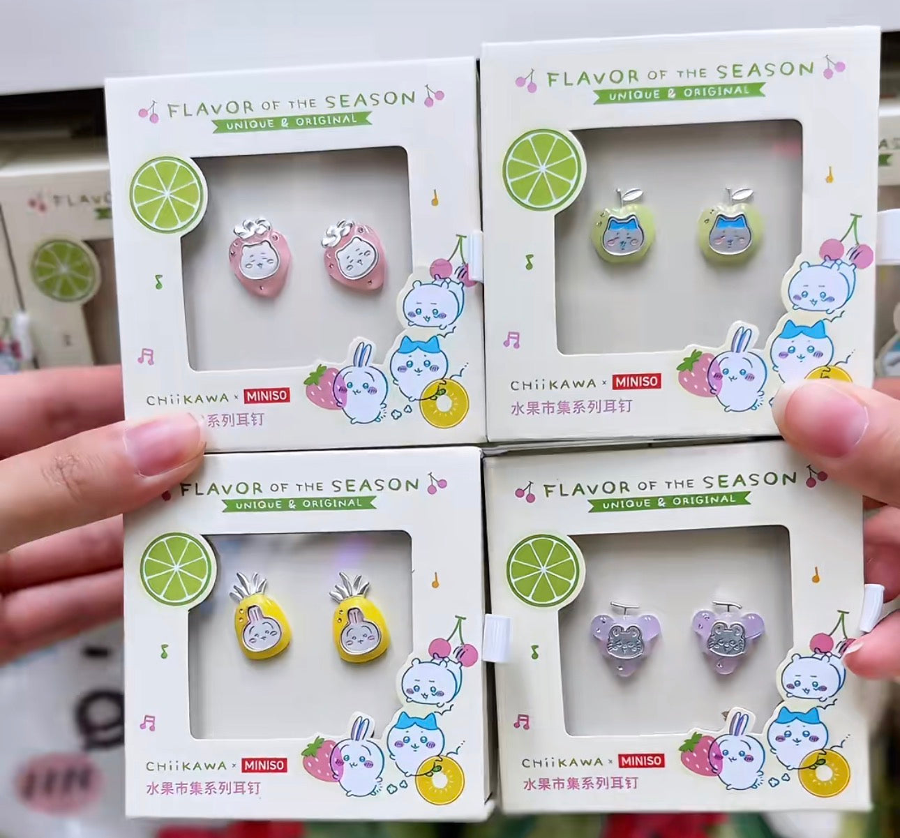 ChiiKawa X Miniso Fruit Market Series Fruit Market Earings | ChiiKawa Hachiware Usagi Momonga - Kawaii Items Room Decoration doll