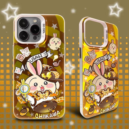 Japanese Cartoon ChiiKawa Detective Laser Case | ChiiKawa Hachiware Usagi - Phone Case Samsung Galaxy S26 S25 S24 S23 S22 S21 FE Ultra Edge