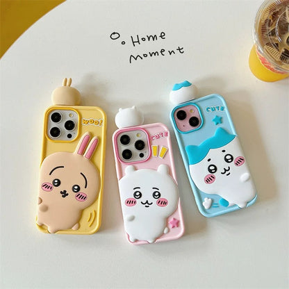 Japanese Cartoon ChiiKawa Look at you Silicone | Chiikawa Hachiware Usagi - iPhone Case 15 14 13 12 Pro ProMax WinnieTheBirds Toy Shop