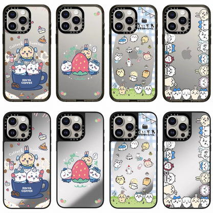 Japanese Cartoon ChiiKawa Transparent Black Frame & Mirror Phone Case | Cafe & Group 8 Styles ChiiKawa Hachiware Usagi - iPhone Case 12 13 14 15 16 17 Pro Promax