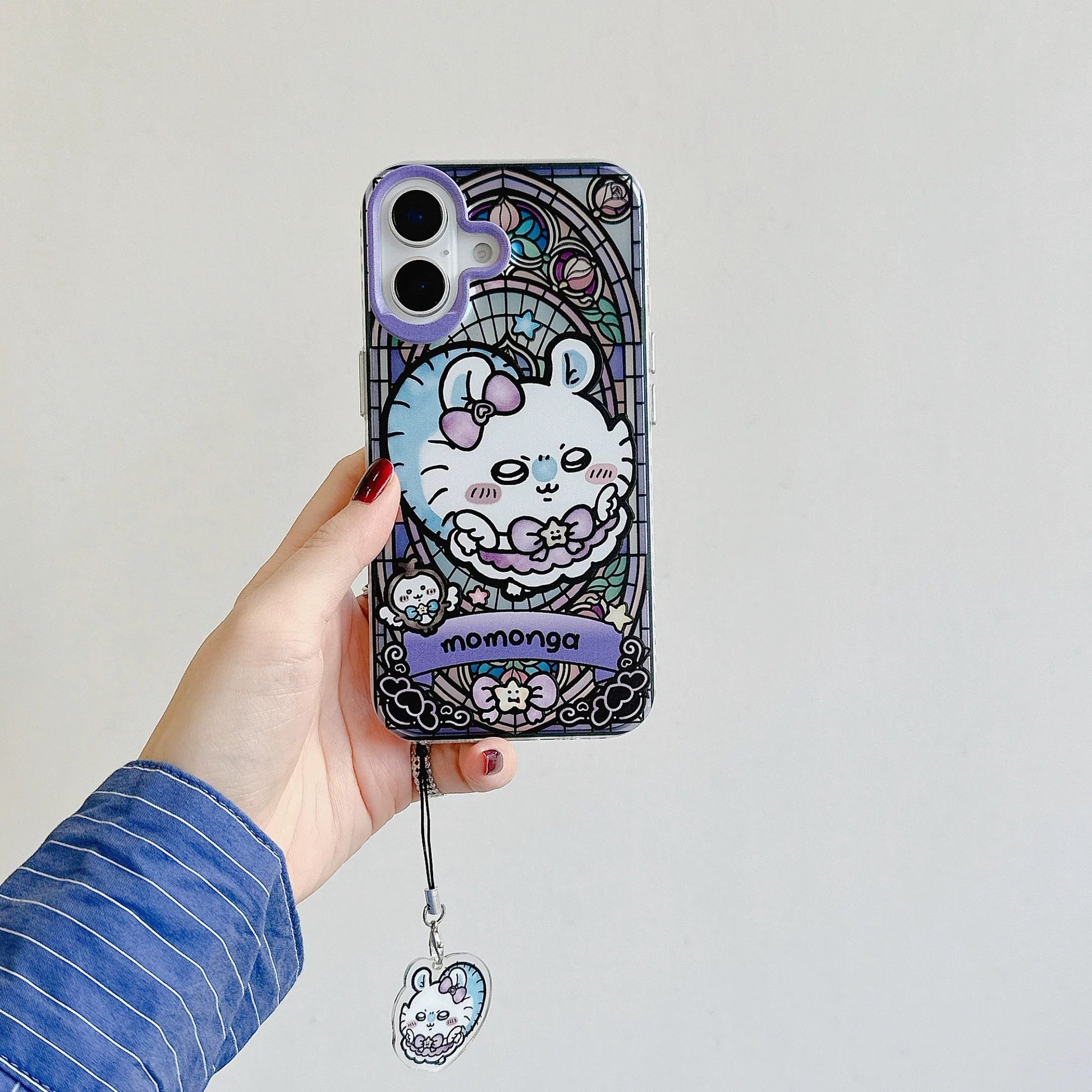 Japanese Cartoon iPhone Case with Strap | Laser Magical Girl with Glass Window Chiikawa Hachiware Usagi Momonga Magic - iPhone CasePhone Case 7 8 PLUS SE2 XS XR X 11 12 13 14 15 Pro Promax 12mini 13mini WinnieTheBirds Toy Shop