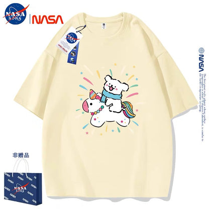 Cute Cartoon Doggie Maltese Puppy Style T-Shirt Series | Ride on Unicorn Part1 - Kawaii Fashion Items for Child & Adult Matching outfits for Parents and Children