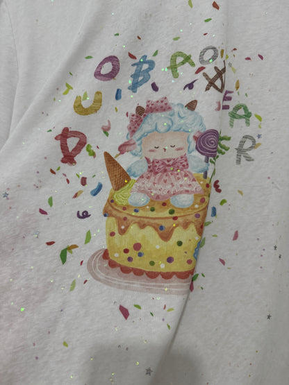 Korean Fashion Cute Animals T-Shirt Series | Bling Bling Party Cake with Sheep - Kawaii Fashion Items