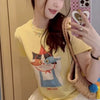Korean Fashion Cute Animals Style T-Shirt Series | Lovely Cat with 2 Fishes - Kawaii Fashion Items