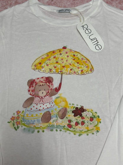 Korean Fashion Cute Animals Style Long-sleeved Sun Protection T-Shirt Series | Bear with Umbrella Picnic - Kawaii Fashion Items