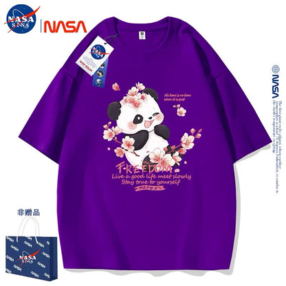 Cute Animals Panda Style T-Shirt Series | Smile Panda with Flower Part2 - Kawaii Fashion Items for Child & Adult