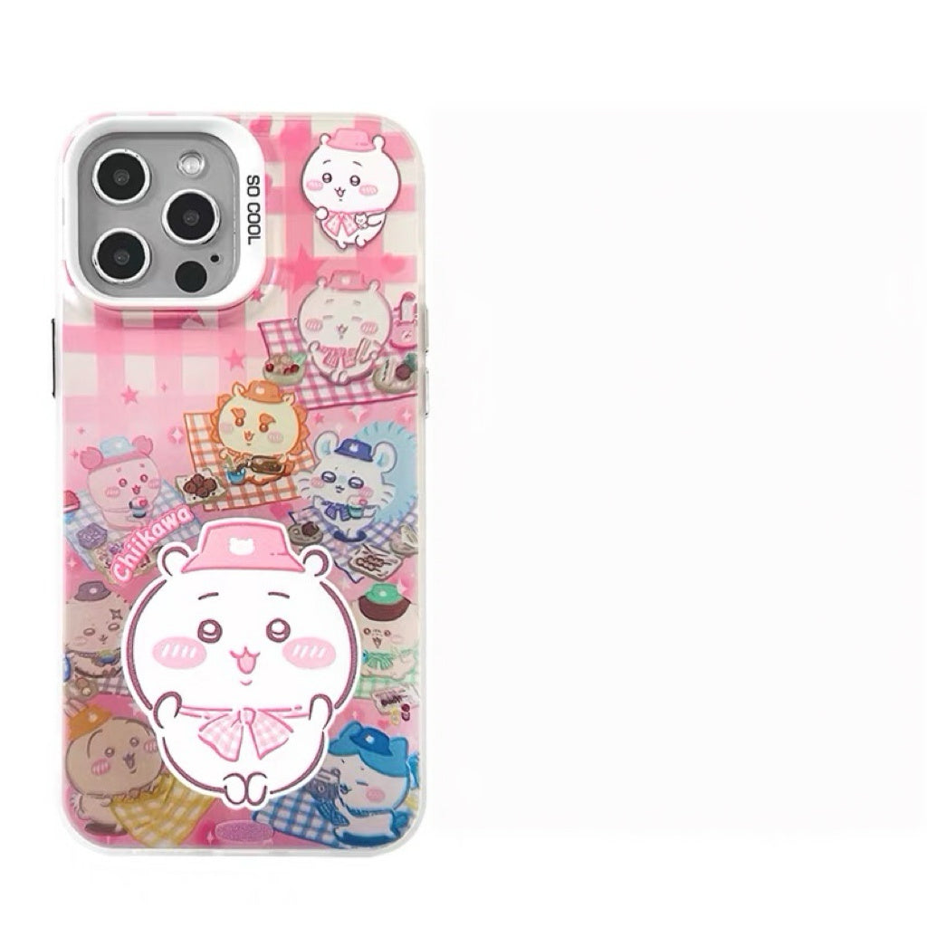 Japanese Cartoon ChiiKawa Picnic Times Laser Case | ChiiKawa Hachiware Usagi - Phone Case Samsung Galaxy S26 S25 S24 S23 S22 S21 FE Ultra Edge