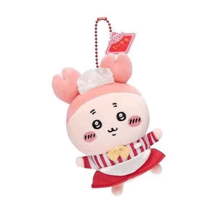 Free Gift : Japan ChiiKawa Restaurant Serise | ChiiKawa Hachiware Usagi Momonga Kurimanju Rakko Shisa Crab - Mini Plush Doll 10cm Keychain WinnieTheBirds Toy Shop