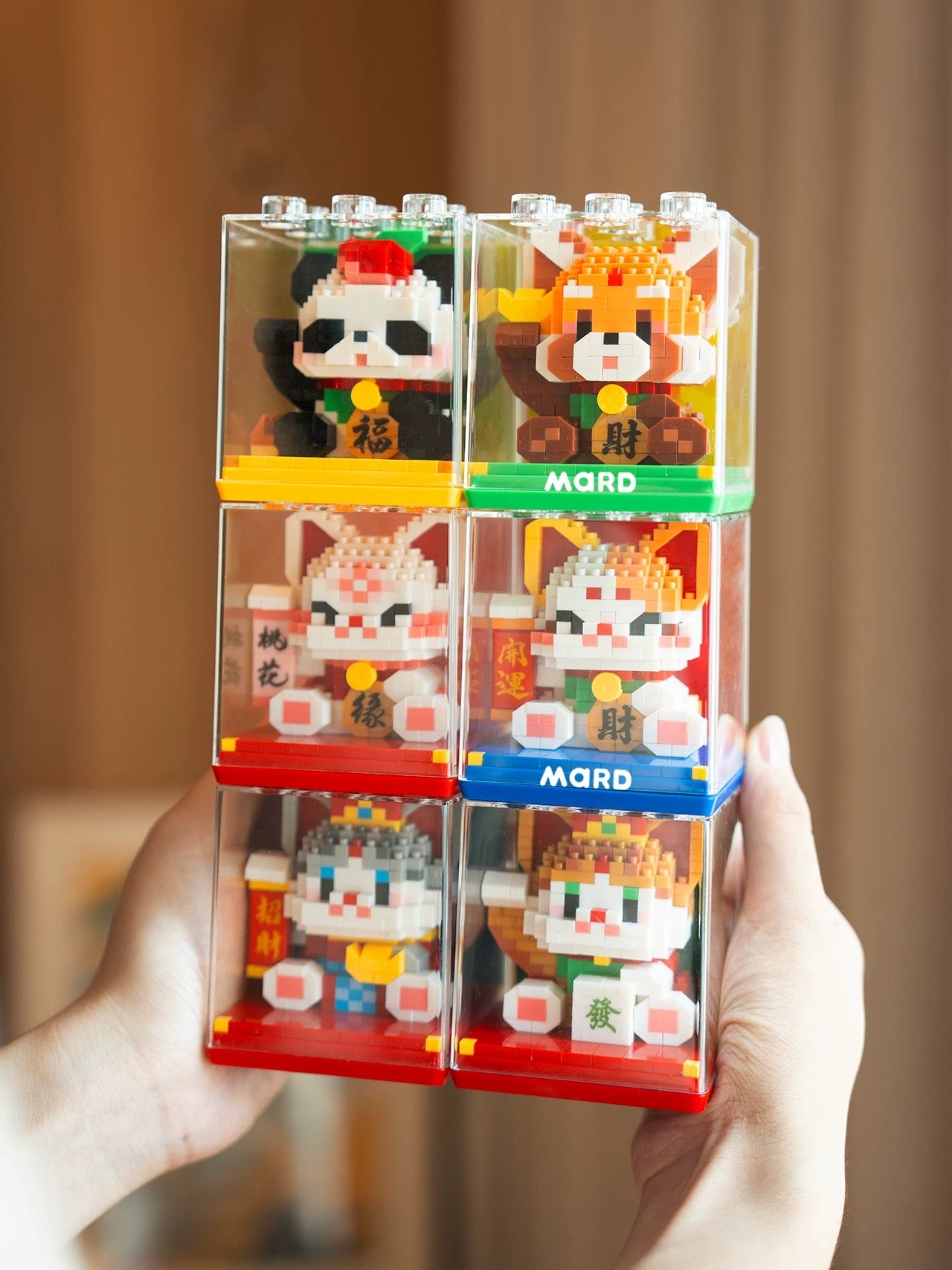 Mini Block Building Block Lucky Good Fortune with Cover | Cat Panda Red Panda - 3D Puzzle Micro Tiny Particle Assembly DIY Handmade Children Gift