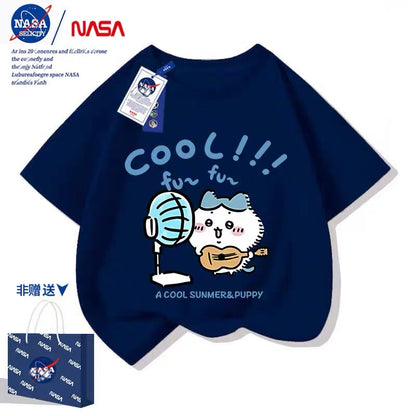 Japanese Cartoon ChiiKawa Casual Style T-Shirt Series | Hachiware with fans Part 2 - Kawaii Fashion Items