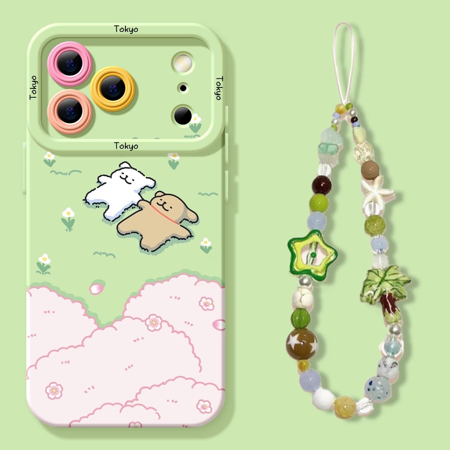 Cute Cartoon Doggie Maltese Puppy Silicon Phone Case | Sping On Grass with Strap - Phone Case Samsung Galaxy S26 S25 S24 S23 S22 S21 FE Ultra Edge