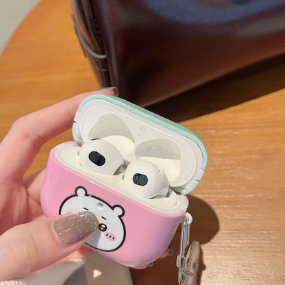 Japanese Cartoon ChiiKawa Pastel Colour | Chiikawa Hachiware Usagi Pink Blue Yellow Mint with Keychain - AirPods AirPodsPro AirPods3 AirPods4 Case WinnieTheBirds Toy Shop