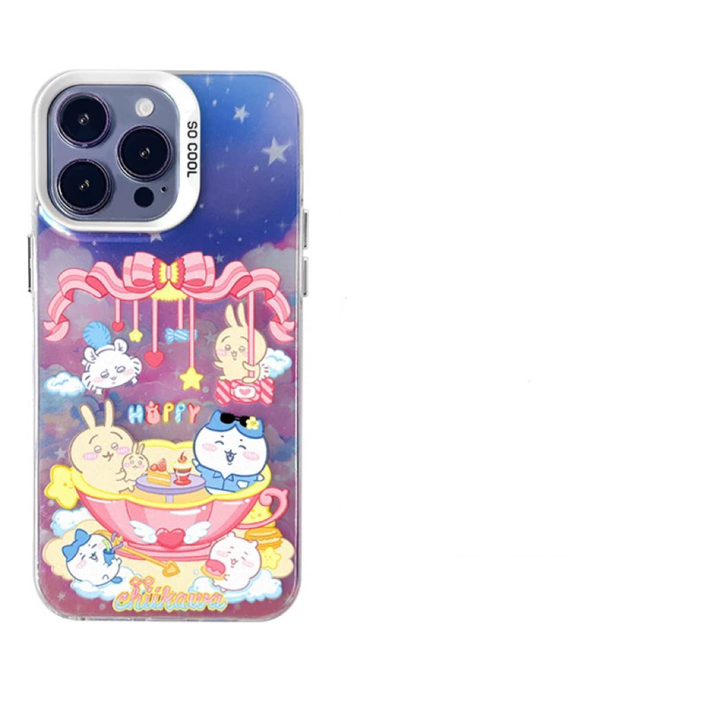 Japanese Cartoon ChiiKawa | Amusement Park Firework Starry Night ChiiKawa Hachiware Usagi Merry Go Round Laser - iPhone Case 11 12 13 14 15 16 Pro Promax  WinnieTheBirds Toy Shop
