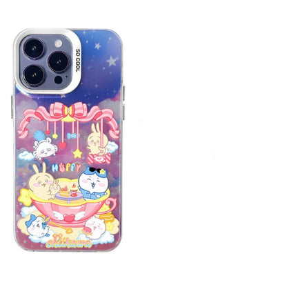Japanese Cartoon ChiiKawa | Amusement Park Firework Starry Night ChiiKawa Hachiware Usagi Merry Go Round Laser - iPhone Case 11 12 13 14 15 16 Pro Promax WinnieTheBirds Toy Shop