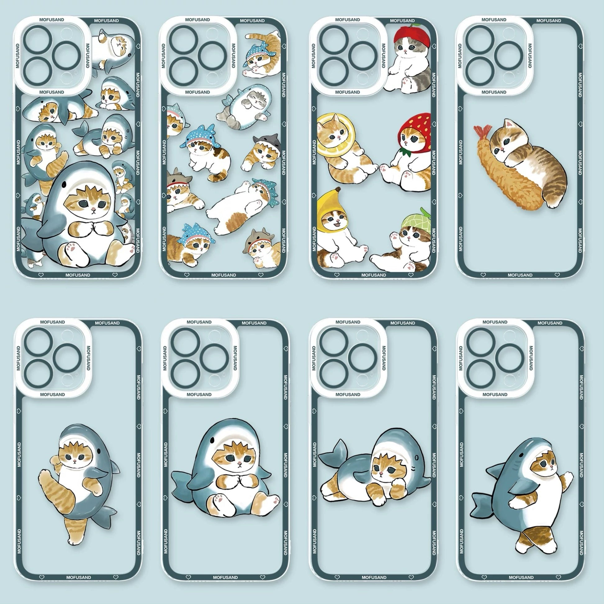 Japanese Cartoon Mofusand | Shark Ocean Fruit Fried Shrimp 8 Styles - iPhone Case PLUS SE2 XS XR X 11 12 13 14 15 16 16e 17 17e Pro Promax 12mini 13mini