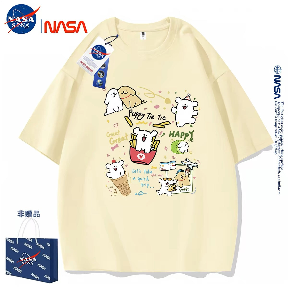 Cute Cartoon Doggie Maltese Puppy Style T-Shirt Series | Happy Puppy Tie Tie Part1 - Kawaii Fashion Items for Child & Adult