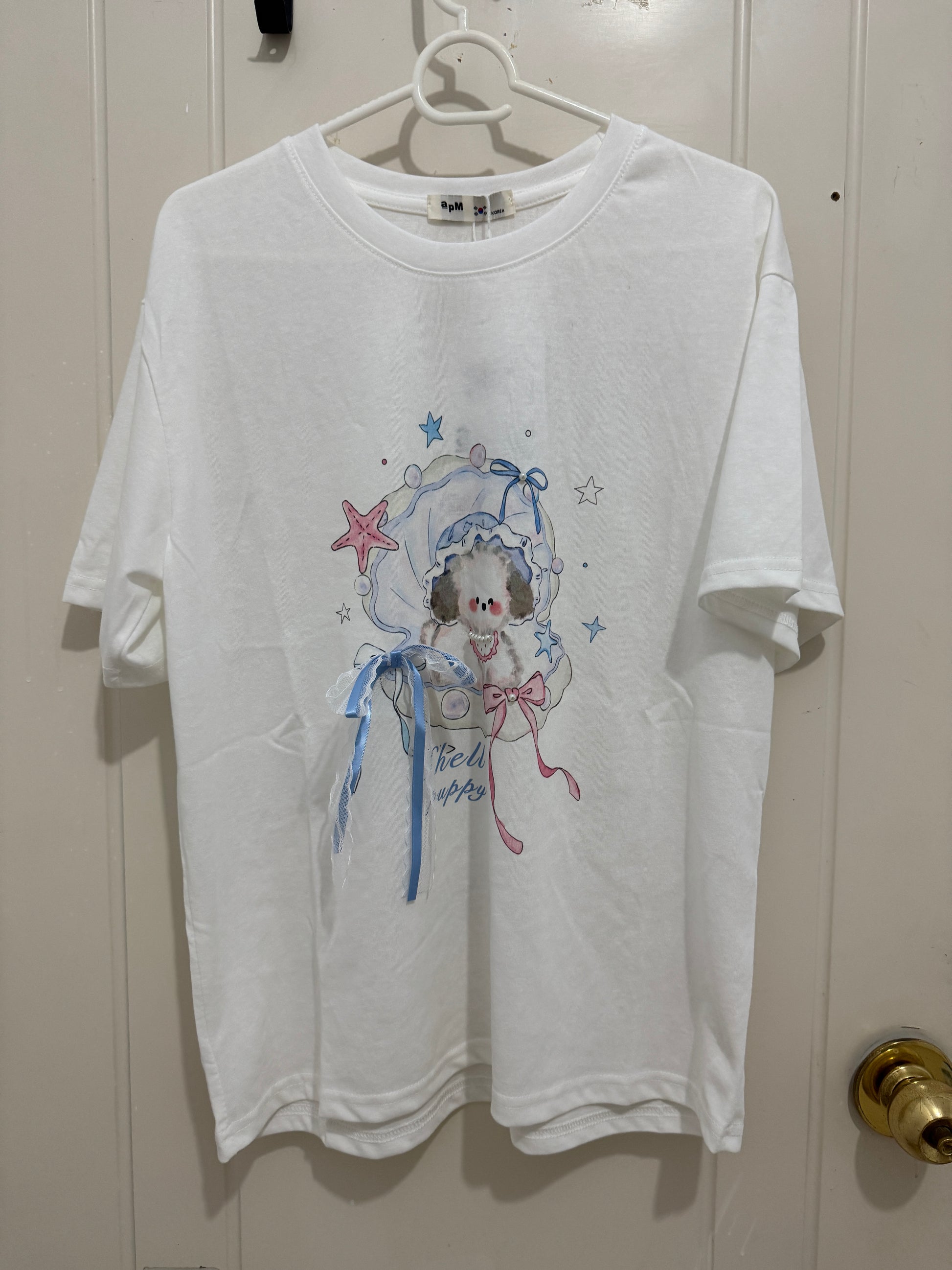 Korean Fashion Cute Animals Style T-Shirt Series | Shell Pearl with Puppy - Kawaii Fashion Items