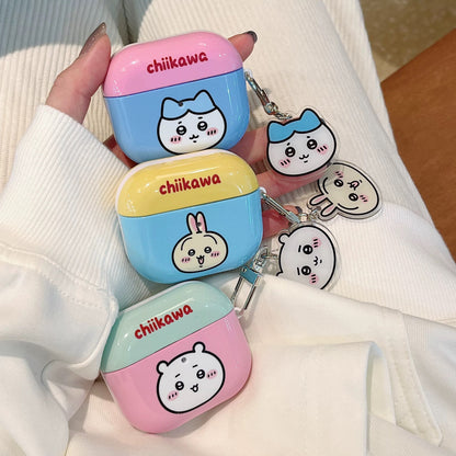 Japanese Cartoon ChiiKawa Pastel Colour | Chiikawa Hachiware Usagi Pink Blue Yellow Mint with Keychain - AirPods AirPodsPro AirPods3 AirPods4 Case WinnieTheBirds Toy Shop