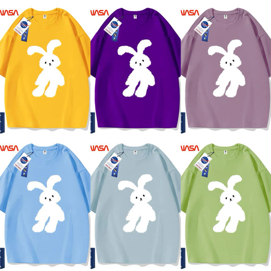 Cute Animals Rabbit Style T-Shirt Series | Teddy White Rabbit Part2 - Kawaii Fashion Items for Child & Adult