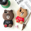 Line friends Big Brown Bear Silicone Phone Case | New York Brown - iPhone Case iPhone XS XR X 11 12 13 14 15 16 Pro Promax