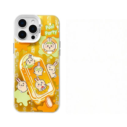 Japanese Cartoon ChiiKawa Summer Ice Bar Laser Case | ChiiKawa Hachiware Usagi Momonga - iPhone Case 11 12 13 14 15 16 16e 17 17e Pro Promax