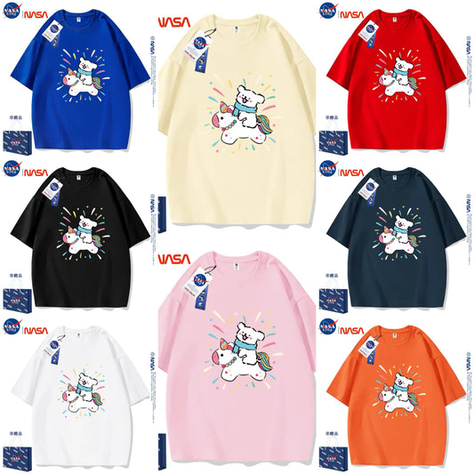 Cute Cartoon Doggie Maltese Puppy Style T-Shirt Series | Ride on Unicorn Part1 - Kawaii Fashion Items for Child & Adult Matching outfits for Parents and Children