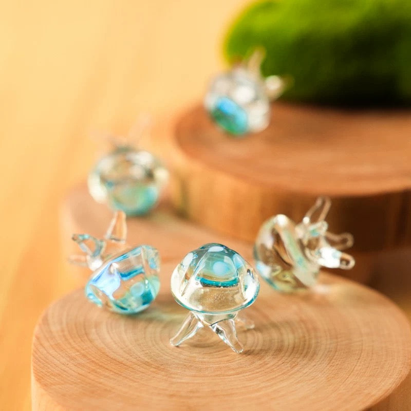 Japanese Cartoon Glass Ornament | Jellyfish Pink Blue Green - For Betta Fish Tropical Fish Toy Micro Landscape Creative