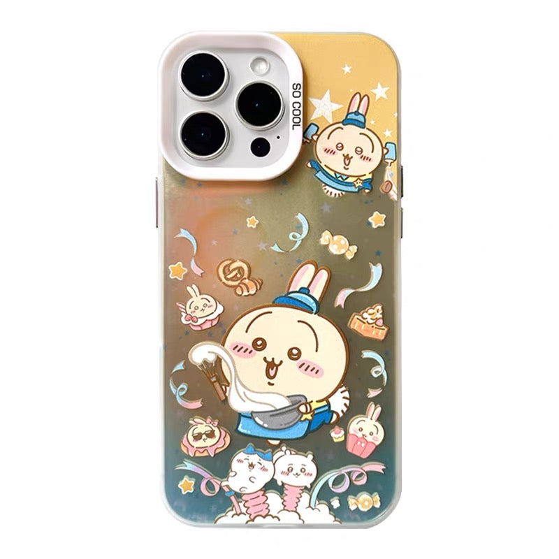 Japanese Cartoon ChiiKawa Cafe Waiter Laser Case | ChiiKawa Hachiware Usagi Momonga - Phone Case Samsung Galaxy S26 S25 S24 S23 S22 S21 FE Ultra Edge