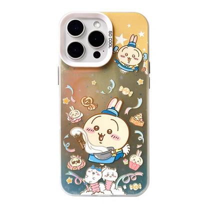 Japanese Cartoon ChiiKawa Cafe Waiter Laser Case | ChiiKawa Hachiware Usagi Momonga - Phone Case Samsung Galaxy S26 S25 S24 S23 S22 S21 FE Ultra Edge